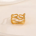 Theresa 18K Gold Abstract Layered Ring - adjustable stainless steel ring with layered wave design