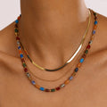 18K stainless steel tarnish-free layered necklace worn on model