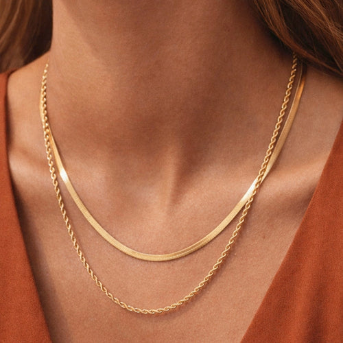 Alba Gold Plated Waterproof Stainless Steel Layered Chain Necklace