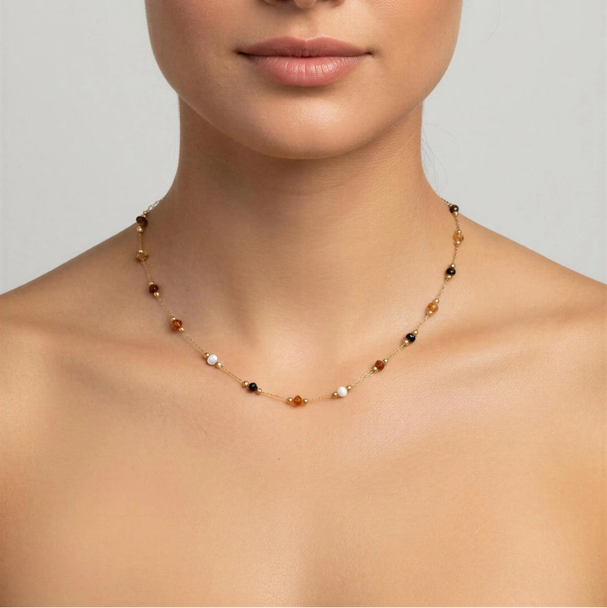 Alena Beaded Tarnish-Resistant Necklace on model
