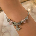 Bailey Blush Butterfly Charm Bracelet with pink beads and butterfly charm