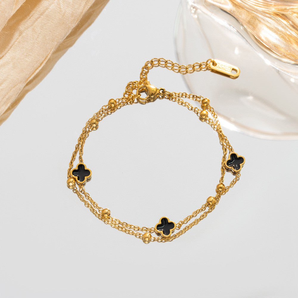 Etheria 18K Gold Clover Charm Bracelet
