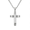 Chozen Classic Cross Cuban Chain Necklace in white stainless steel