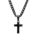 Christian Classic Cross Cuban Chain Necklace in black stainless steel