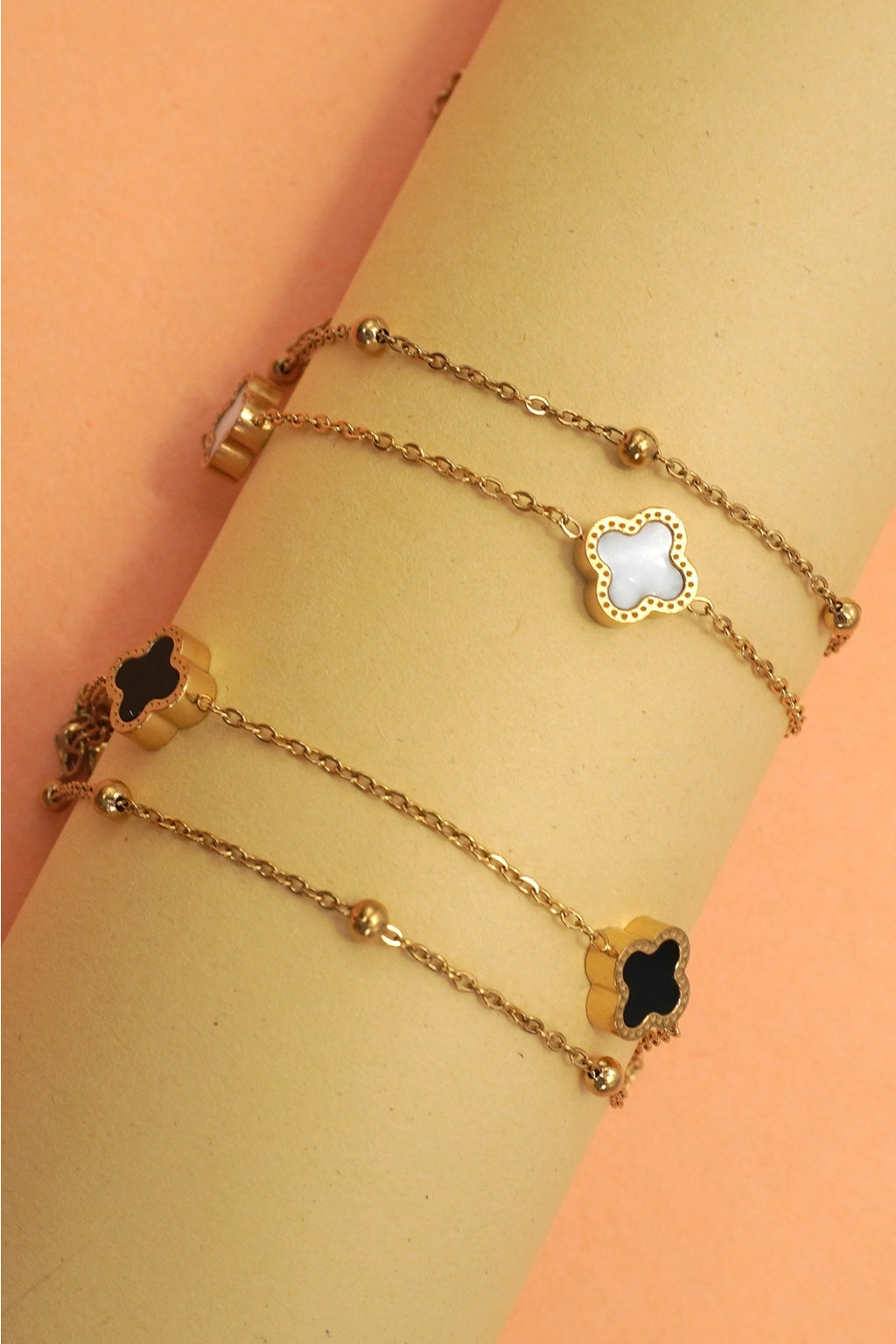 Etheria 18K Gold Clover Charm Bracelet
