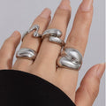 Gemini Vintage Boho Abstract Set of 4 Rings stacked on hand