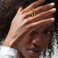 Gia Bent Open Ring in gold worn by model