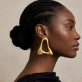 Lane High-End Matte Gold Chunky Earrings worn