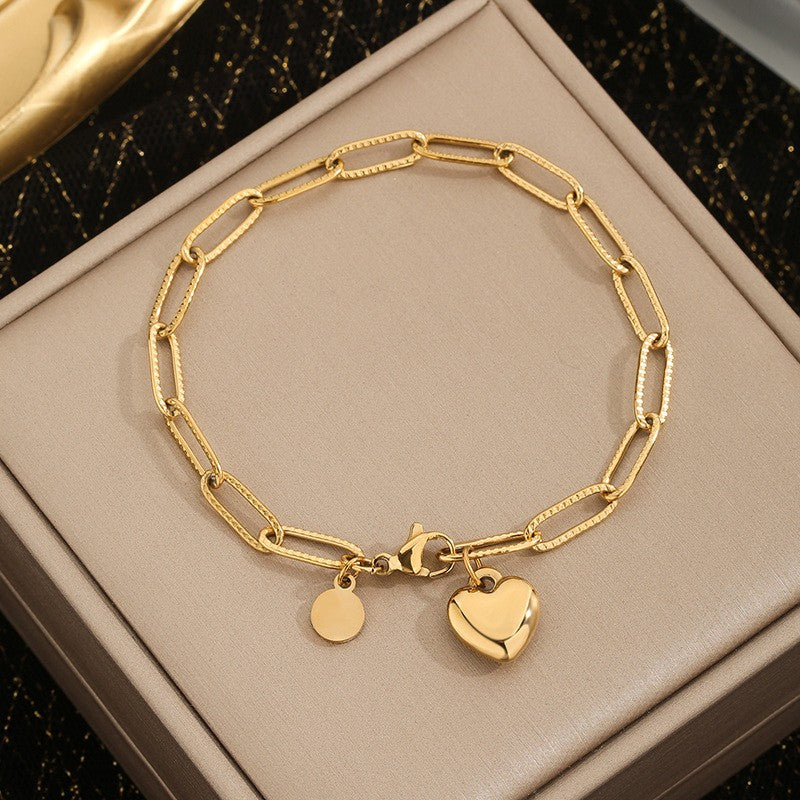 Audrey 18K Stainless Steel Heart Bracelet on jewelry box