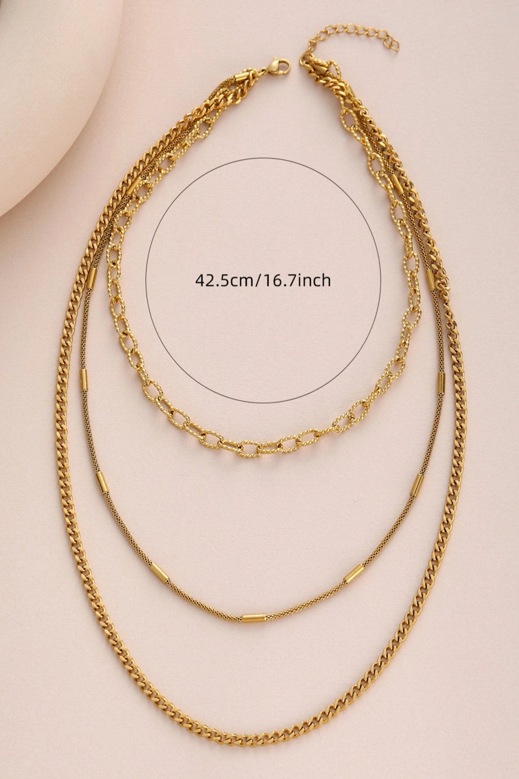 Jade Gold PVD Plated Waterproof Stainless Steel Chain Necklace