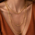 Jade Gold PVD Plated Waterproof Stainless Steel Triple Chain Necklace