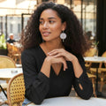 Lexi Hoop Earrings in Baby Grey Cork