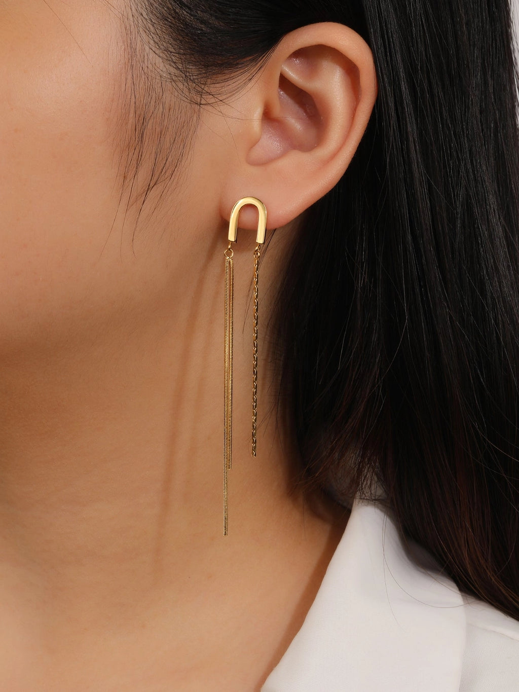 Meche | Gold Link Tassel Earrings