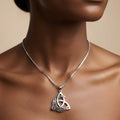 Liya Stainless Steel Moon Crescent Pendant Necklace worn by model