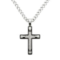 Peyton Outline Cross Chain Necklace in black stainless steel