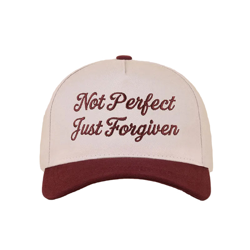 Rachel Not Perfect Just Forgiven Two-Tone Snapback Hat in Raisin