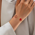 Iris Four Leaf Enamel Charm Bracelet in Red