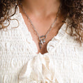 River Silver Stainless Steel Cross Carabiner Charm Necklace