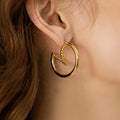 Shenita | Chunky Gold Twisted Croissant Open Hoop Earrings