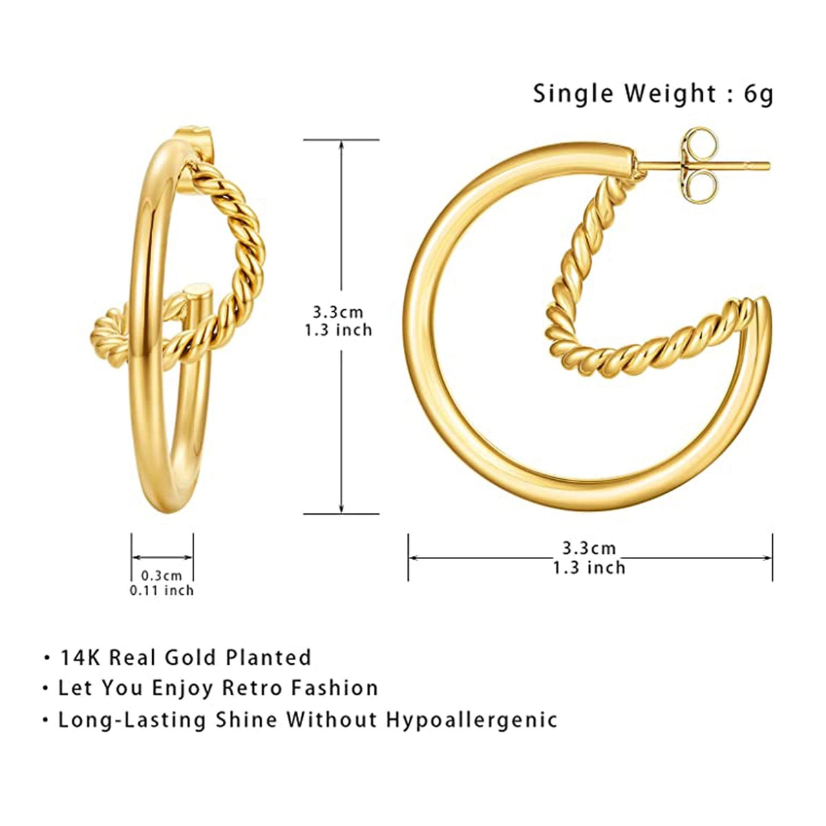 Shenita | Chunky Gold Twisted Croissant Open Hoop Earrings