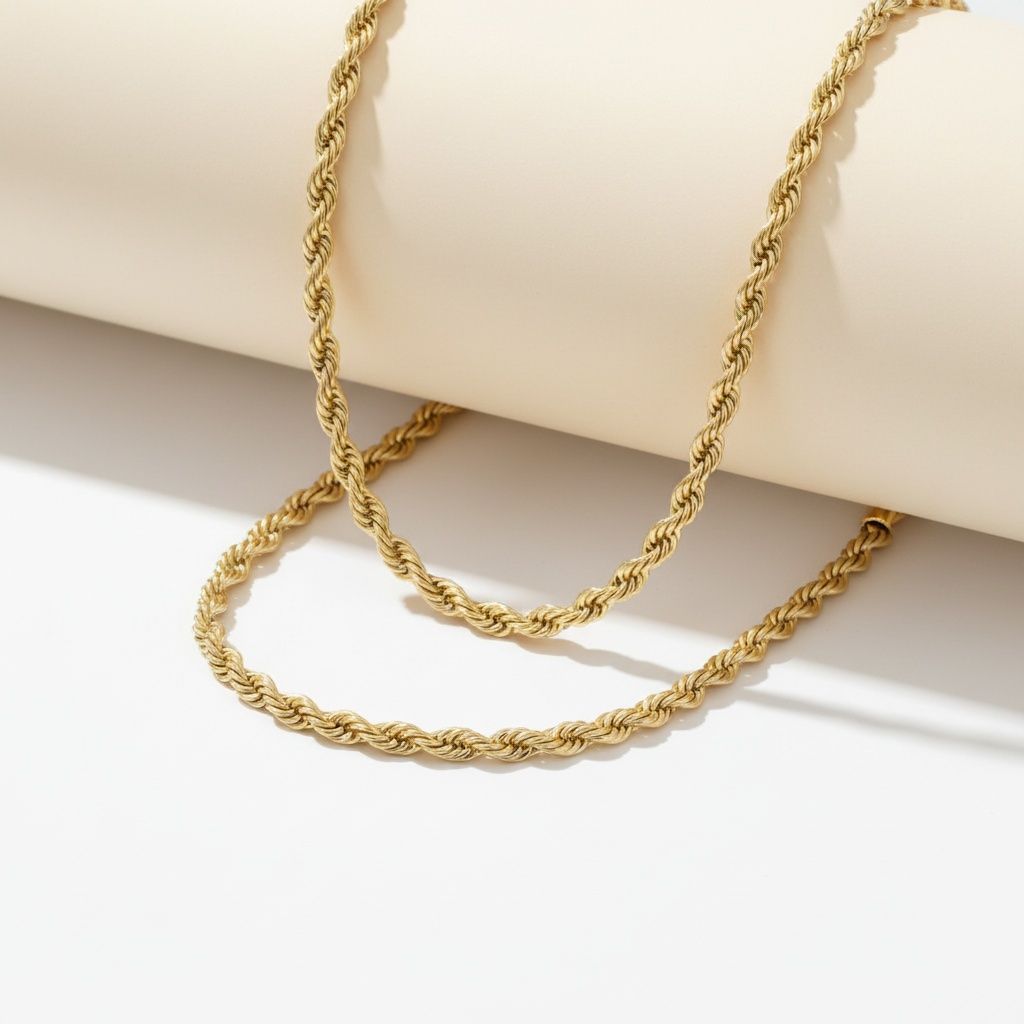 Spen 20in 8mm Gold 18K Stainless Steel Rope Chain