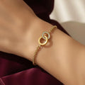 Tabatha Eternity Link Bracelet in gold on wrist