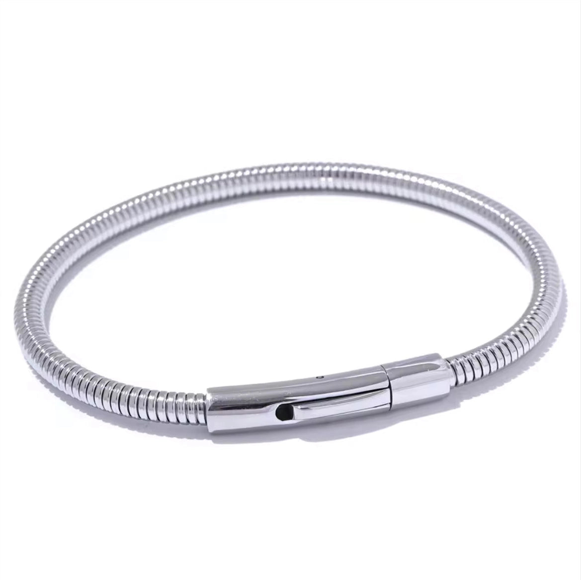 Willow Cord Bangle Bracelet in silver on white background