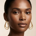 Zara High-End Gold Double Hoop Metal Earrings worn