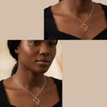 Faith Africa Map Hollow Pendant Necklace in gold and silver worn by models