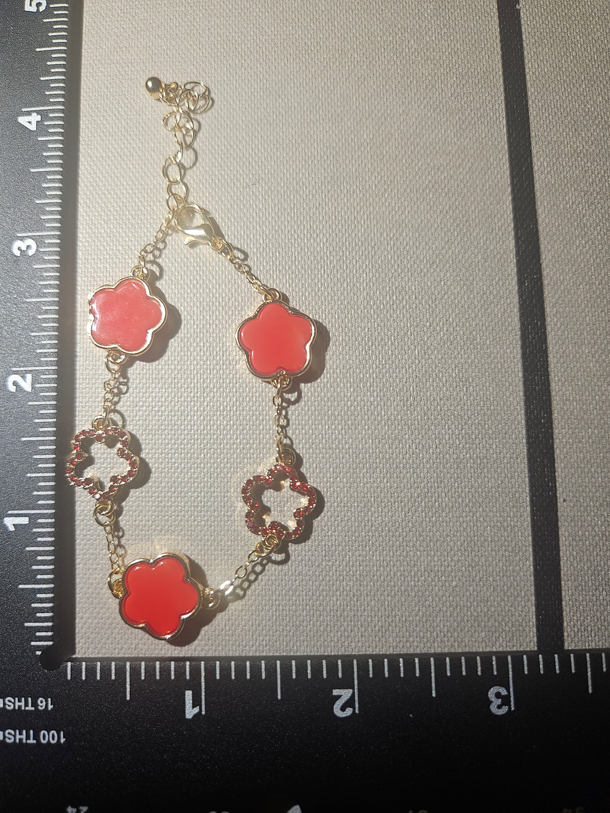 Iris Four Leaf Enamel Charm Bracelet - Red