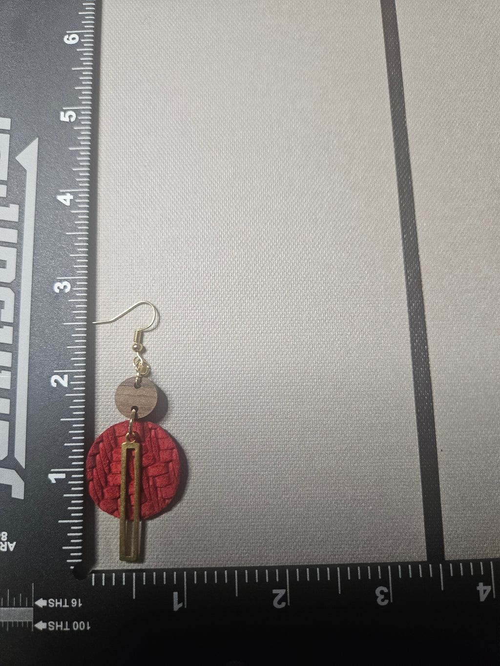 Remmy Wooden Dangle Earrings in Cherry Red