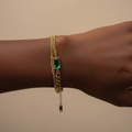 Samantha Emerald Glow Curb Chain Bracelet on wrist